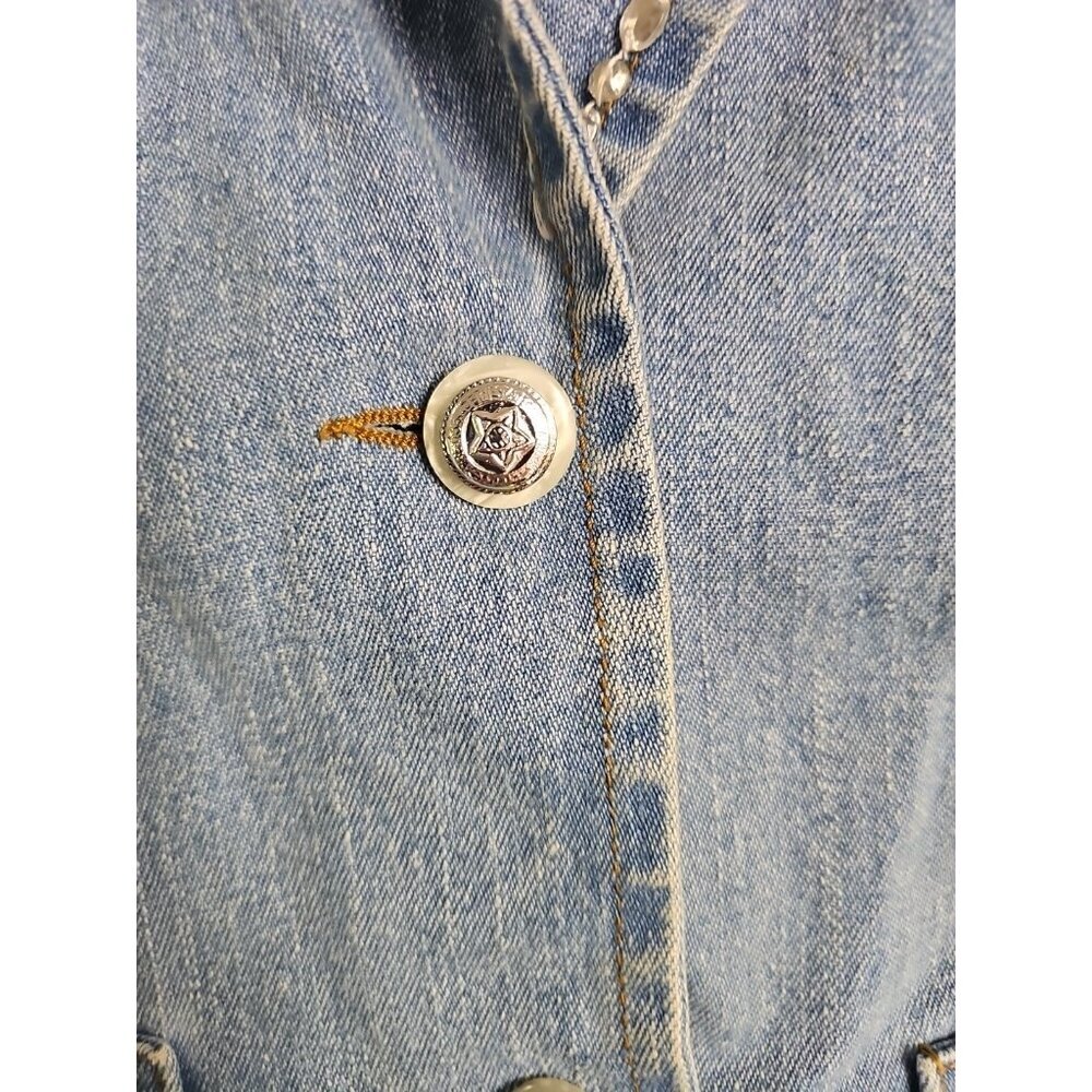 Vintage Y2K 80’s Jeanology Jean Jacket Blue Denim Embellished Beaded Size 14 - Picture 6 of 10